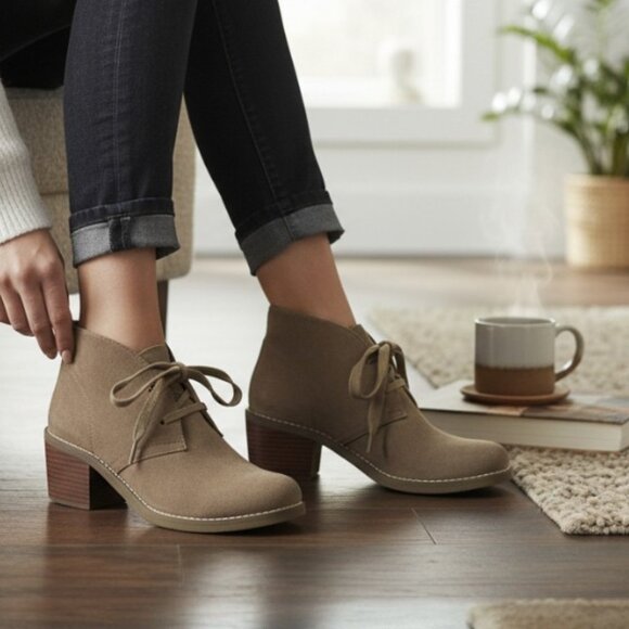 Sbicca Shoes - Sbicca Terrafina Vintage Collection Sandstone Suede Lace-Up Ankle Boot Size 6